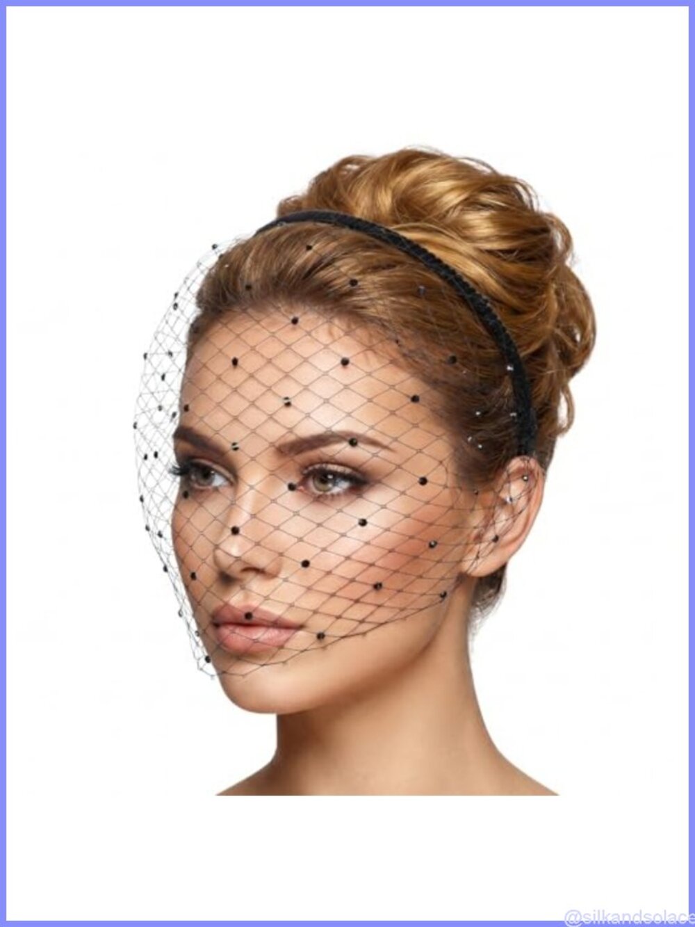 Black Mesh Veil Fascinator Headband for Women Wedding Tea Party